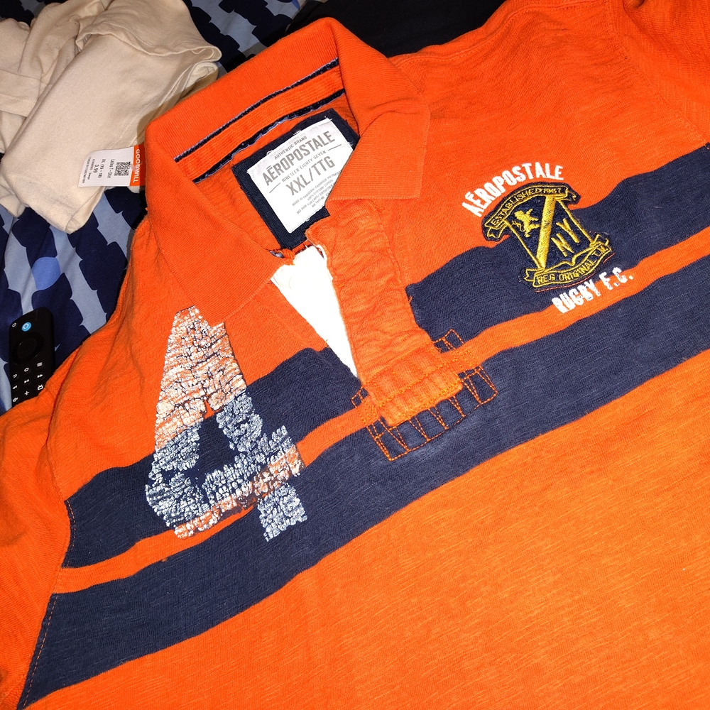 Aeropostale Kids Orange and Navy Polo